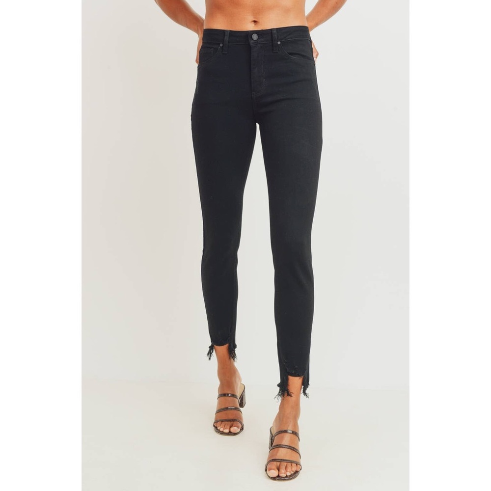 Millie Black Ripped Hem Skinny Jeans